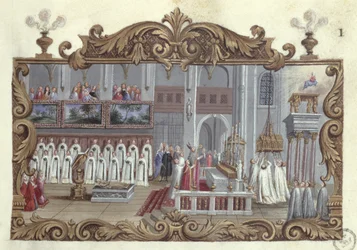 Messe dedikert til St. Genevieve, fra et manuskript, 1709