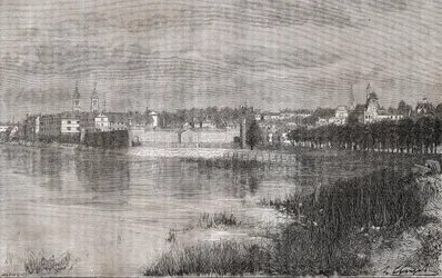 Melun - Ile-de-France - gravering i "La France illustrée: geografi, historie, statistisk administrasjon" av V.A. Malt-Brown. 1884