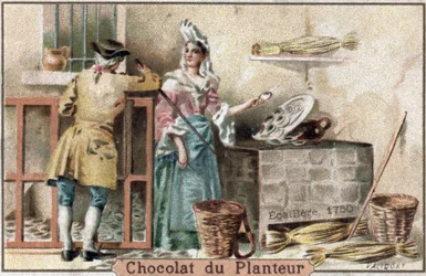 Metier forsvant: representasjon av en ecaillere, eller østersselger, iført en typisk hette, i Paris i 1750 (Oyster Shucker of Paris