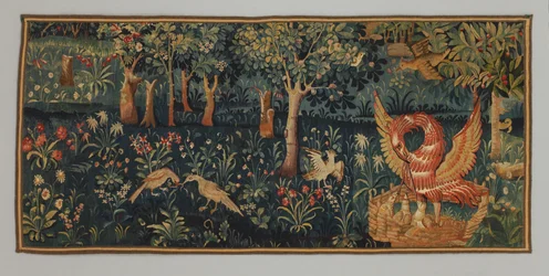 Millefleurs med Pelican i sin fromhet, tidlig på 1500-tallet (ull)