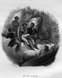 Mon soul Chanson de Beranger in “” Oeuvres completes”” (1834) by Pierre Jean de Beranger (1780-1857), French poet and songwriter.