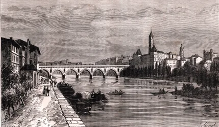 Montauban - Languedoc-Roussillon-Midi-Pyrénées - gravering i "La France illustree: geografi, historie, statistisk administrasjon" av V.-A. Malt-brun. 1884