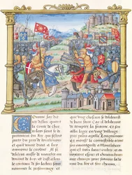 Ms.18 f.7v Slaget ved Montlhery under krigen i League of the Good Public, 14. juli 1465, fra memoarene til Philippe av Commines (1445-1509)