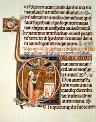 Ms 1186 f.122v Opplyst side, fra Psalter of St. Louis and Blanche of Castilla, 1225-1250