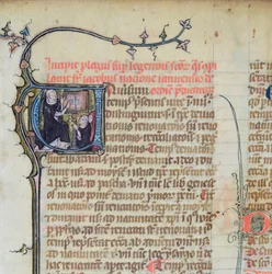 Ms 1721 Fol.1 dominikansk munk som foreleser to andre munker, fra Legenda Sanctorum Aurea av Jacques de Voragine