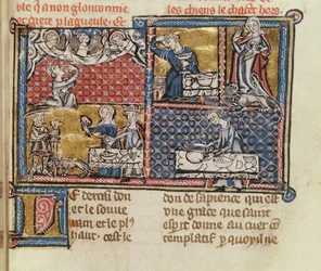 Ms 1895 fol.149 Side fra en bok mot franske laster og dyder