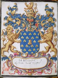 Ms 2151, fol.lv Våpenskjold til Michel Eyquem de Montaigne (1533-92)