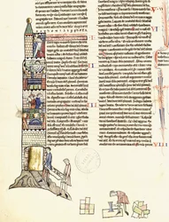 Ms 21 f.167v Konstruksjon av et tårn