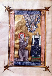Frøken 280 St. Frans av Assisi mottar Stigmata fra Kristus i form av en serafer, fra en psalter, ca. 1270