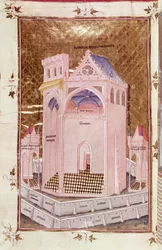 Ms 292 Tome 3 fol.214v Jerusalems tempel, fra Postilles sur la Bible av Nicolas de Lyre