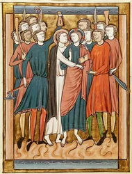 Ms. 3016, fol. 15v: Judaskysset, fra Psalteret til bruk i Paris