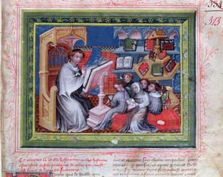 Ms 313 School Scene, fra Bible des Grands Augustins, 1494