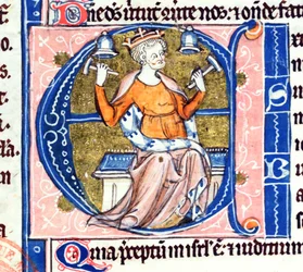 Ms 34 Historikert initial A fra en latinsk bibel