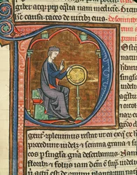 Ms 426 fol.48 Sifting grain, fra The Mirror of Nature av Vincent de Beauvais