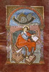 Ms 4 fol.101v St. Lukas, fra Evangeliet til St. Riquier, ca. 800