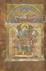 Ms 4 fol.17v St. Matteus, fra Evangeliet til St. Riquier, ca. 800