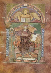 Ms 4 fol.66v St. Markus, fra Evangeliet til St. Riquier, ca. 800