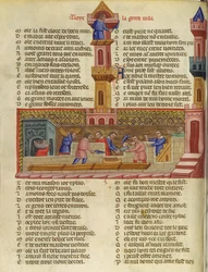 Ms. 782 Byggingen av Troja, illustrasjon fra Le Roman de Troie av Benoît de Sainte-Maure