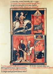 Fr 1098 En hjortejakt og en konge, muligens Dagobert I (632-39) på sin trone, fra St. Denis