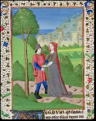 Ms. H7 fol.103v Hosea og den prostituerte, fra Bibelen til Jean XXII