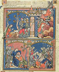 Ms M 638 fol.15r Samson og Delilah, fra Morgan Picture Bible, ca. 1244-54
