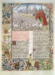 Ms t.4 fol.230 Slaget ved Nicopolis i 1396, faksimile av Breslau-manuskriptet, fra Froissarts Chronicle, 1472