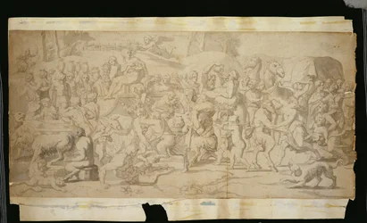 Mytologisk scene med satyrer (penn, blekk og vask på papir)