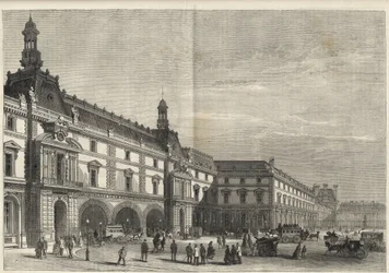 New Buildings of the Tuileries in the Place du Carrousel (engraving) - Le nouveau Louvre - facade du cote de la place du Carrousel et salle des États- engraving of 1869