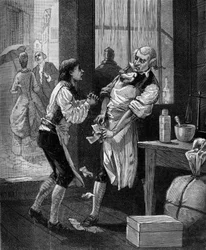 Nicolas Louis Vauquelin, en fransk kjemiker (1763 - 1829) jobbet først i et apotek. i "Histoire populaire des sciences, oppfinnelser og oppdagelser fra de første århundrer til i dag" av Bitard Adolphe 1880.