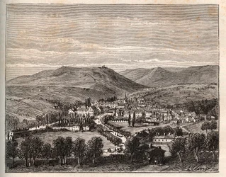 Niederbronn-les-Bains i Alsace - gravering i "La France illustrée: geografi, historie, statistisk administrasjon" av V.A. Malt-Brown. 1884