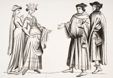 Noble Lady and Maid of Honor og Two Burgesses, etter en miniatyr i 