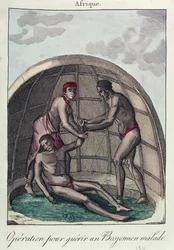 Operasjon for å helbrede en syk buskmann, 1811 (fargegravering)
