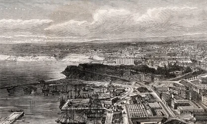 Oran - Algerie - gravering i "" La France illustree: geografi, historie, statistisk administrasjon"" av V.A. Malt-brun. 1884