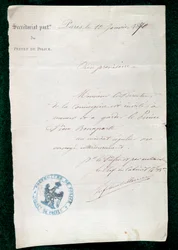 Ordre om fengsling til conciergen til prins Pierre Bonaparte (1815-1881) 10. januar