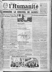 Organisering av overføringen av Jean Jaures til Pantheon, Paris, fra LHumanite, 23. november 1924 (trykt papir)