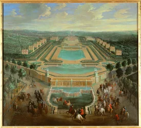 Helhetsbilde av Chateau de Marly, Grand Trianon, Versailles, Frankrike (bilde)