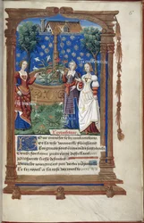 Arrangement på Fontaine du Ponceau. Fra et manuskript om temaet Mary Tudors ekteskap med Louis XII av Frankrike.
