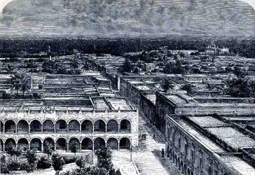 Panoramautsikt over Merida, fra The Ancient Cities of the New World, av Claude-Joseph-Desire Charnay, pub. 1887
