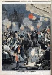 Paris i mørket - Omgivelsene til Clichy-stedet, kvelden for streiken til elektrikere - "Le petit Journal"", mars 1907 (gravering)