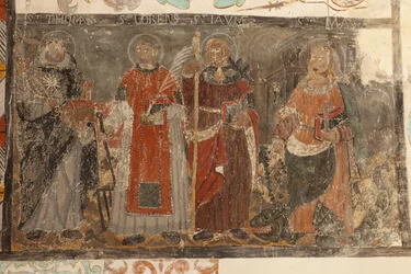 Sognekirke (Vår Frue av Solers kirke). Hus. Skipene. Veggmalerier. Detalj. 1500-tallet ().