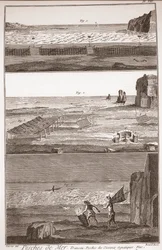 Peche de Mer - Trameau - Vannfuglefiske - "" The Great Encyclopedia, eller Dictionnaire Raisonne des Sciences, des Arts et des Metiers" (Encyclopedia or Dictionary of the Sciences, Arts and Professions) av Denis Diderot (1713-1784) og Jean d 