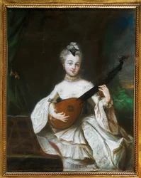 Pesne, Antoine Lady med gitar (pergament)