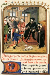 Philip Good (1396-1467) under baldakin, etsning fra Instruction jeune prince, inneholdt i Dictionary of Furniture and Decoration, Henry Havard, bind II