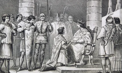 Philippe VI (1293-1350) de Valois hyller Edward III (1312-77) av England, men bare som hertug av Aquitaine, fra 