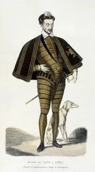 Portrett i føtter av Henry III (1551 - 1589) - i "Frankrike og franskmennene gjennom århundrene" av Augustin Challamel
