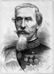 Portrait of Alfonso Ferrero de La Marmora (Lamarmora) (1804 - 1878) general and Italian politician. Engraving in “” Le Monde Illustré”” n°1085 of 19 January 1878.