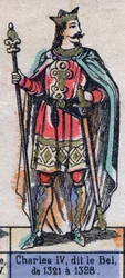 Portrett av Charles IV av Frankrike, kjent som Charles the Bel (1294-1328) (kapeternes dynasti). Illustrasjon sent på 1800-tallet.
