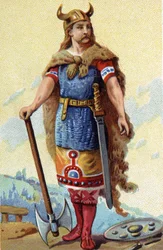 Portrett av Clodion, kjent som Le Chevelu, kongen av frankene fra 428a 448. Kromolitografi rundt 1890.