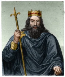 Portrett av Clovis I (v. 466 - 511), kongen av frankene - i "Histoire des Francais"" av Lavallee, gravering, sd.