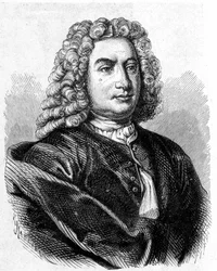 Portrett av Daniel Bernouilli (Bernoulli) (1700 - 1782), sveitsisk matematiker og fysiker - i "Album de la Science; berømte vitenskapsmenn; Grandes funn""" 1896.